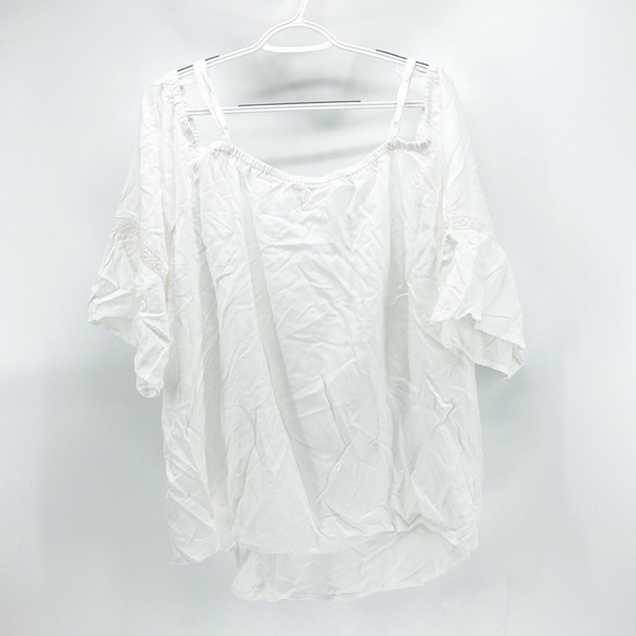 Old Navy white off shoulder cold shoulder peasant top summer basic festival - Picture 1 of 7